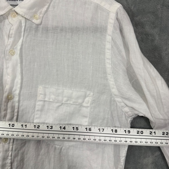 Edmmond Studios White Linen Button Down Long Sleeve Shirt - Picture 13 of 14